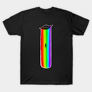 Alien Rainbow ufo abducting human T-Shirt